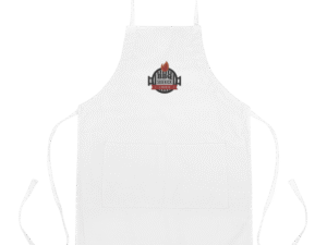 Witte barbecue schort met Sidekick kamado logo borduurwerk voor outdoor koken