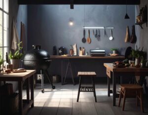 bbq techniek voor Kamado barbecue werkplek en accessoires